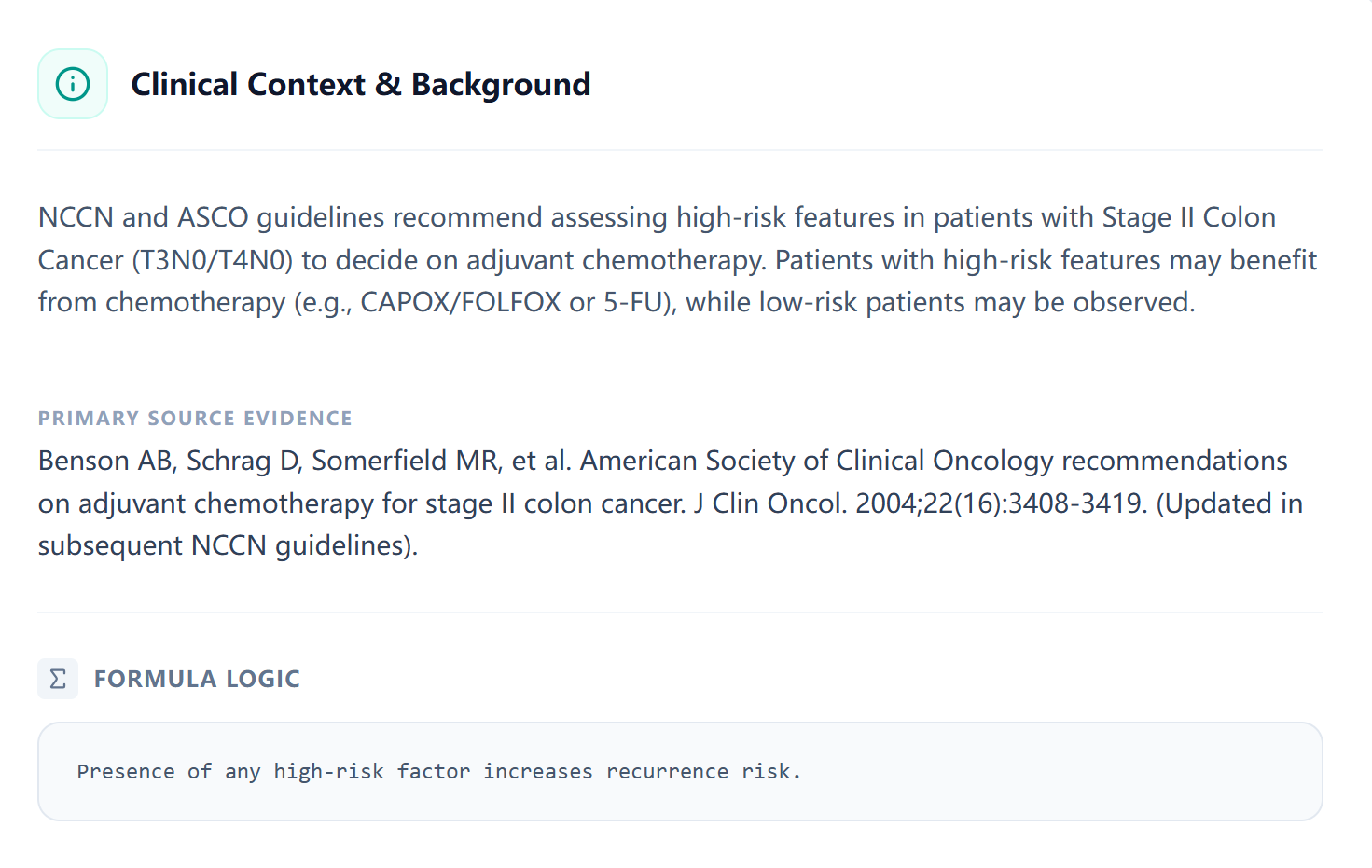 Clinical context and background panel